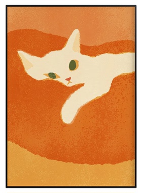 小清新客厅卧室挂画动物猫卡通画