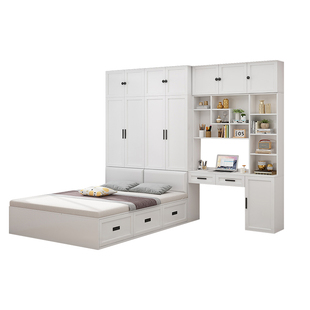 榻榻米衣柜床一体小户型多功能储物床卧室儿童床带书桌组合衣柜床