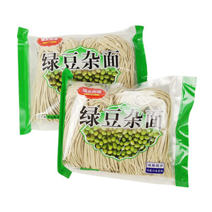 正品福全面道半干湿绿豆杂面400gx6袋待煮美味扁条挂面拌凉面包邮