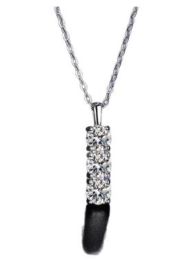 s925纯银三钻项链女仿真莫桑钻三生石简约时尚四爪长条吊坠锁骨链