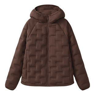 名创优品棉服女冬季2026新款棕色短款连帽夹棉外套冬装女士棉袄D
