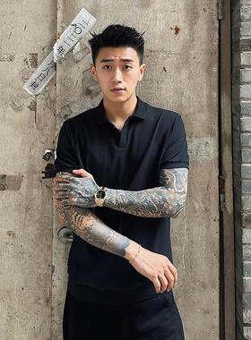 ADGC美式POLO衫短袖透气夏季男士轻薄通勤商务针织弹力修身T恤