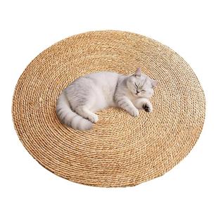 猫抓板蒲草垫四季通用耐磨不掉屑猫窝圆形藤编大号耐抓猫爪板垫子