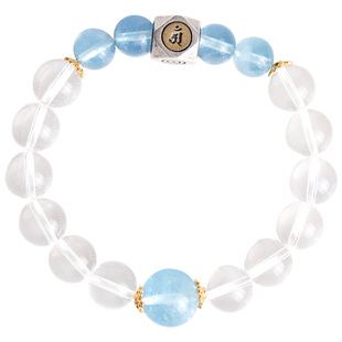 心斋堂【金水灵汐】天然白水晶手串女饰品节日礼物海蓝宝五行手链