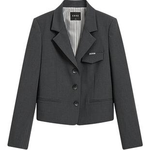 KBNE学院风西装套装裙女2026春季新款miu系短外套百褶裙子两件套