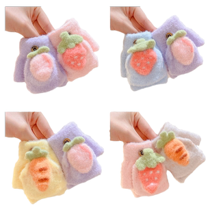 0一3岁婴儿宝宝手套冬天儿童保暖半掌翻盖小手套一岁男童女童冬季