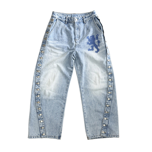 FOURFORTY FAKE SNAP BUTTONS JEANS 神裤级别排扣修饰腿型牛仔裤