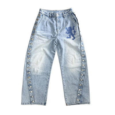 FOURFORTY FAKE SNAP BUTTONS JEANS 神裤级别排扣修饰腿型牛仔裤