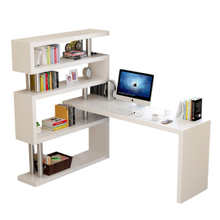 旋转电脑桌转角一体家用办公桌子写字台组合书架书柜简约简易书桌