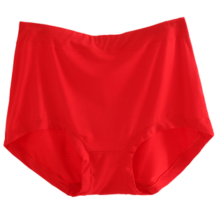 大码莫代尔中老年妈妈红本命年内裤女2024秋高腰三角裤胖mm200斤