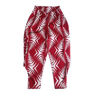 花色冰丝裤子女秋季宽松灯笼裤显瘦时尚大码宽松中年萝卜裤长裤