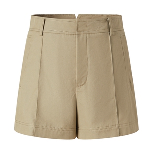 商场同款 摩萨克夏款纯棉老钱风高腰立体筋卡其布短裤女