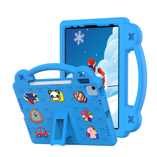 适用ipad9保护套儿童苹果平板电脑壳带支架可爱第六代七代air2手提支架保护壳防弯无翻盖带笔槽DIY卡通贴壳