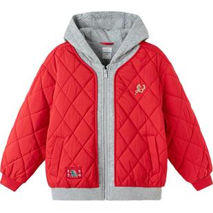 巴拉巴拉童装儿童外套男童拜年服2026年新款冬装棉服拼接棉袄红色