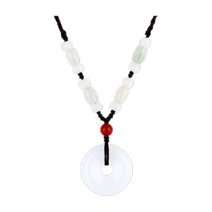 梦金园玉髓吊坠平安扣玉石吊坠项链玉石白玉挂坠男女款节日礼物