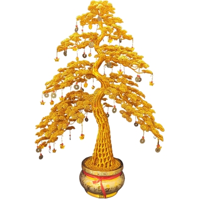 摇钱树铜丝铝线纯手工编织金钱树摆件乔迁装饰店铺开业礼物发财树