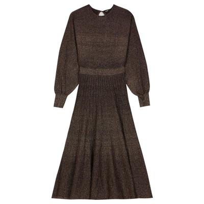 Maje美拉德收腰长款针织连衣裙