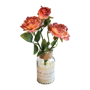 法式油画焦边仿玫瑰车内饰品适用汽车摆件水杯架装饰车载花束氛围