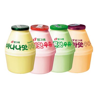 【香菇来了】韩国宾格瑞香蕉牛奶冷藏奶6瓶草莓味loopy联名款