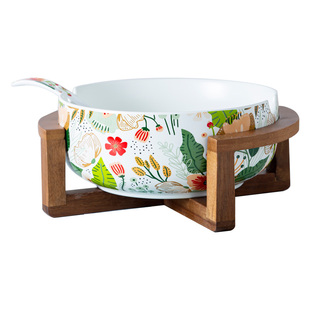 贝玉七彩云花汤碗大号家用木架大碗大汤盆沙拉碗陶瓷酸菜鱼大盆碗