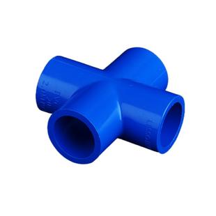 联塑PVC给白蓝色水管配件20 4通90度正四通管件接头四分塑料管材