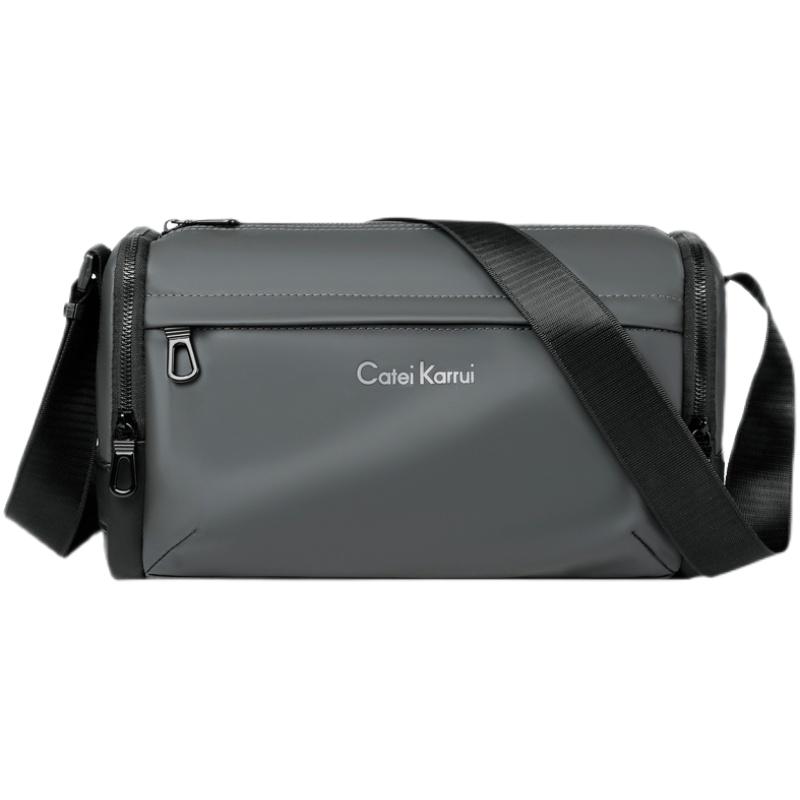Catei Karrui单肩男包休闲潮牌大容量水桶包青年时尚斜挎拉链包邮