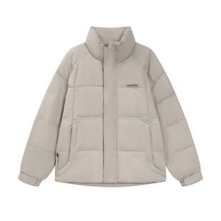 2025冬季新款立领短款羽绒服男简约风休闲保暖外套轻便男装白鸭绒