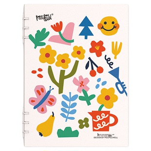 PEC PEC WELL 活页笔记本【花花系列-轻薄款】B5A4可拆卸内页活页装订便携记事本横线网格空白康奈尔