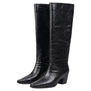 Corinna di Marsala方头骑士靴女2025新款粗跟高筒靴时髦长靴