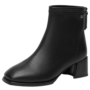 戈美其短靴瘦瘦靴2024新款春季法式气质小踝靴加绒马丁靴女款