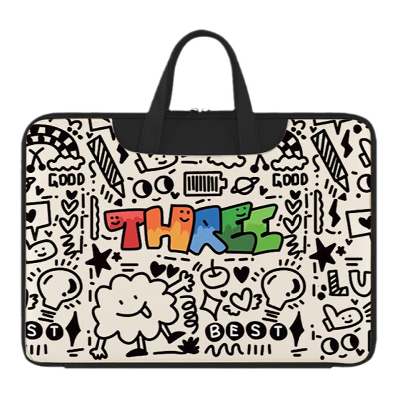 手提式防水涂鸦电脑包简约出行大学生15.6适用联想air14小米华硕戴尔苹果macbook16寸抗震好看的收纳笔记本包