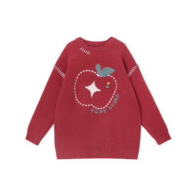 PCMY新年苹安情侣装红色毛衣2026