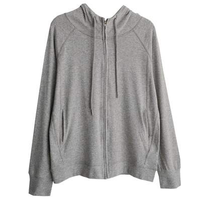 柔软纯棉纯色卫衣开衫