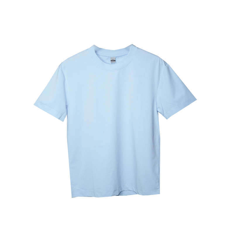 2026新款夏季浅蓝色短袖T恤男士圆领薄款休闲短款高级感天蓝纯色