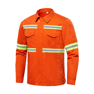 环卫工作服男装耐磨加厚工程市政园林公路养护反光桔色劳保服定制