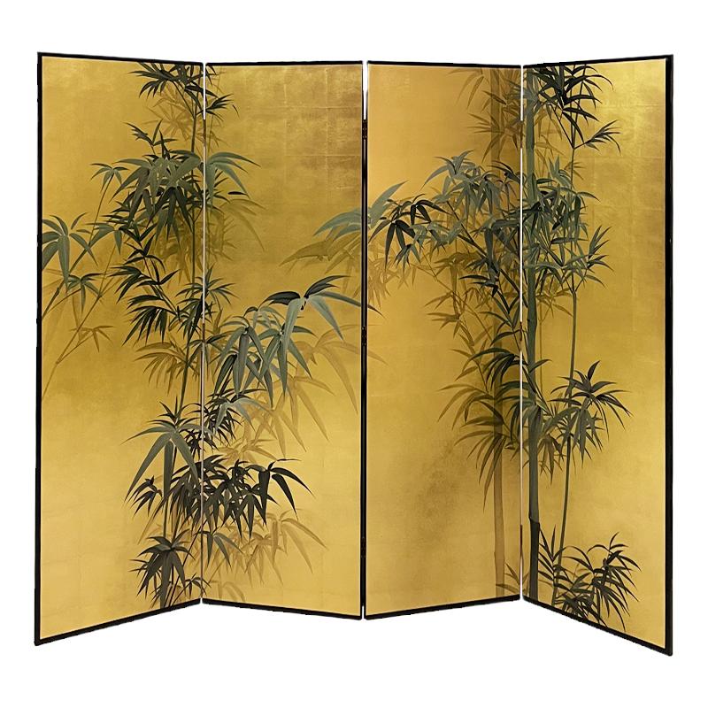 千希手绘竹子漆画屏风客厅折叠屏