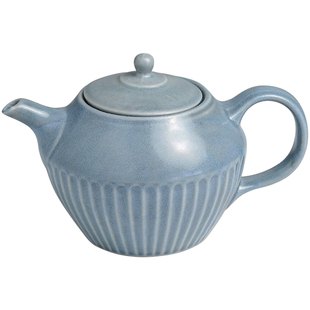 日本制Tojiki Tonya素雅条纹美浓烧陶瓷茶壶汤吞手握杯茶杯