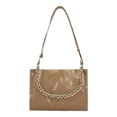 ELLE女包油蜡软牛皮链条枕头包