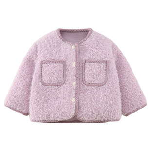 女童加绒外套冬装2026新款加厚儿童冬洋气宝宝时髦上衣小香风套装