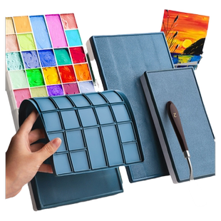 24格36格软盖小颜料盒调色盒水粉水彩48格保湿盒密封调色盘分装丙烯大小格子油画美术生专用空盒带盖国画盒子