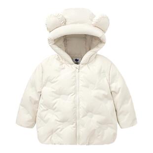 迷你巴拉巴拉男童羽绒服儿童宝宝连帽轻薄款黑色外套2025冬季新款