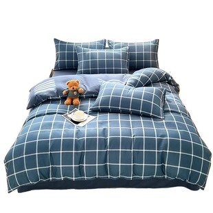 水洗棉四件套床上用品非全棉纯棉学生宿舍三件套磨毛床单被套被罩
