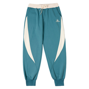 BD健美站新款加绒束脚裤男时尚撞色刺绣运动长裤男宽松保暖