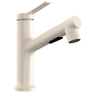 包安装精铜白色卫生间洗脸盆水龙头洗漱台洗手池抽拉式冷热面台盆