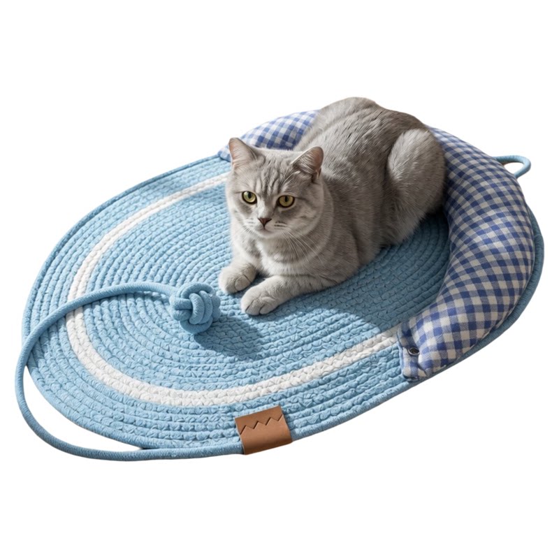 猫窝四季通用编织猫抓板猫玩具多功能猫咪垫夏季舒适睡垫小型犬垫