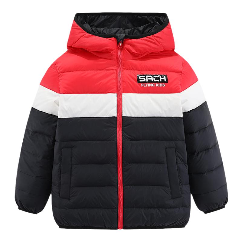 雪中飞儿童轻薄羽绒服短款男女童中大童宝宝撞色童装超轻冬装外套