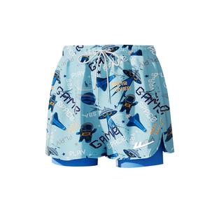 回力儿童泳裤男孩专业速干男童游泳裤夏双层防尴尬中大童泳衣套装