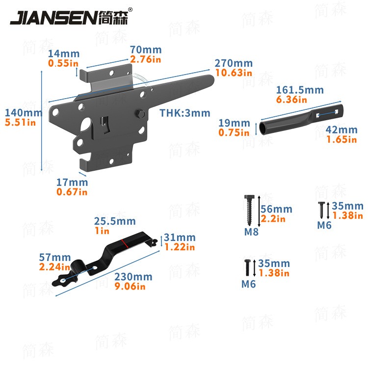 美式PVC花园篱笆门合页合页栅栏门篱笆锁栅栏铰链木锁PVC
