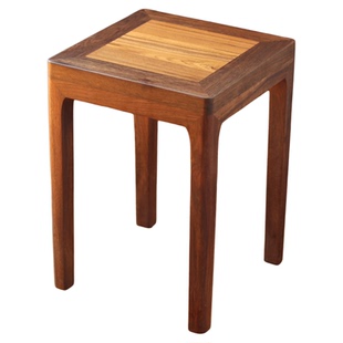 小钟 姜墨姜珀方凳缅甸柚木餐凳桃江木化妆凳茶凳子椅子实木原木