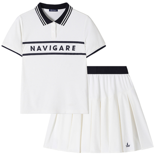 【防晒速干】Navigare小帆船女童运动套装夏短袖儿童网球服两件套